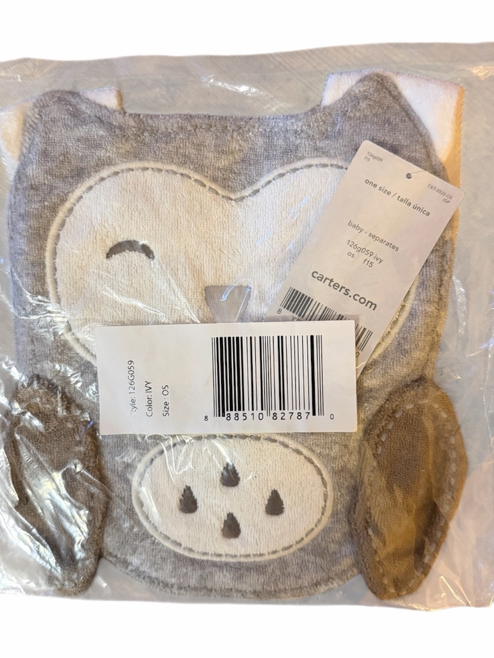 Carter's Gray and White Owl Bib